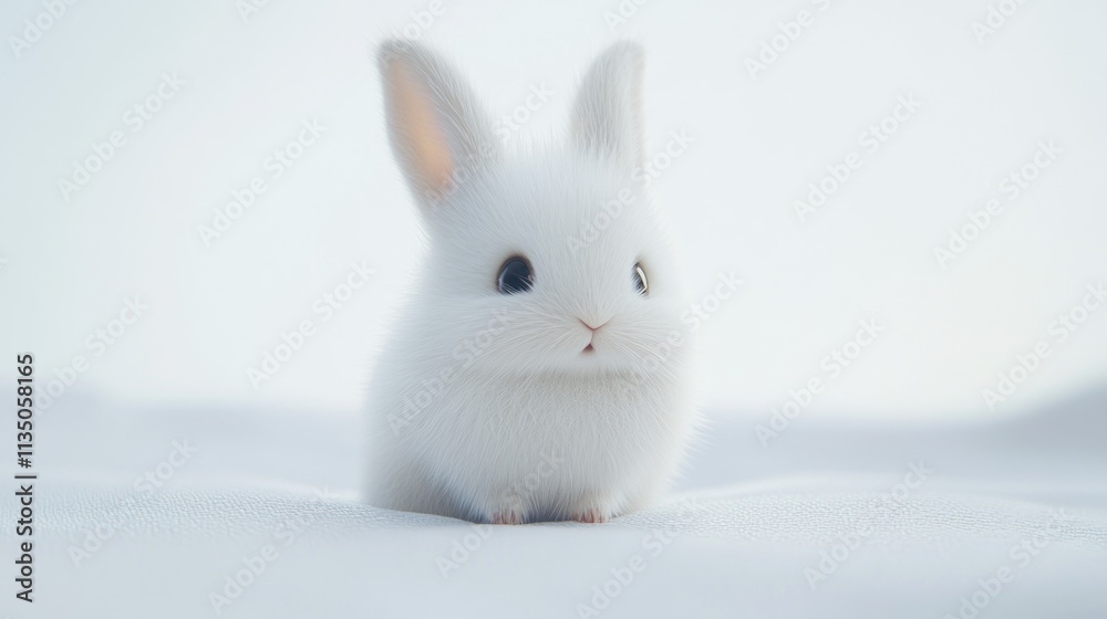 Adorable Fluffy White Bunny Sitting Softly Adorable Fluffy White Bunny Sitting Softly