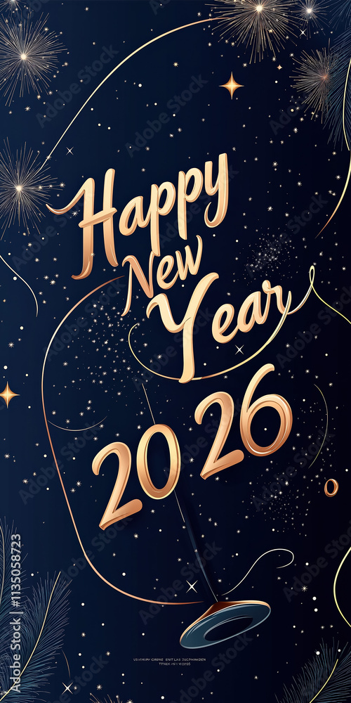 Create A Digital Poster For New Year's 2026 With A Sleek And Futuristic Design