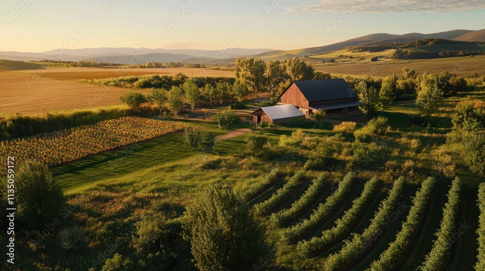 Obraz premium Sustainable farm supporting wildlife