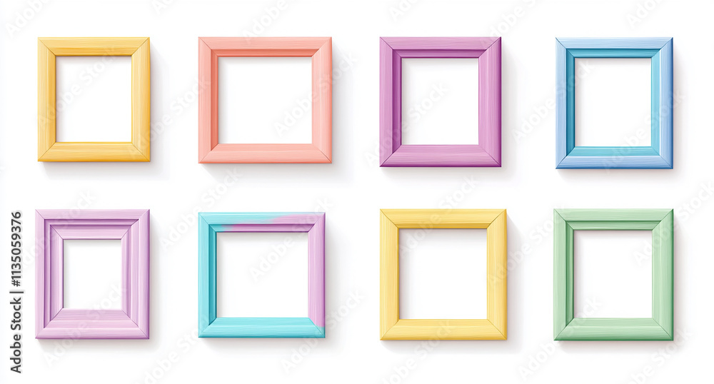 Set of colorful wooden frames isolated on a white background Set of colorful wooden frames isolated on a white background