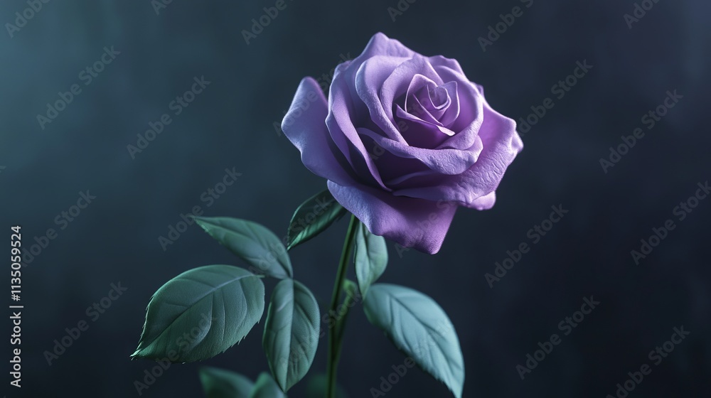 Macro Shot of a Lavender Rose with Dark Background. AI generated illustration Macro Shot of a Lavender Rose with Dark Background. AI generated illustration