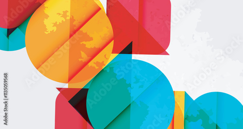Squares, circles and triangles and grainy noisy texture. Vector Illustration For Wallpaper, Banner, Background, Card, Book Illustration, landing page