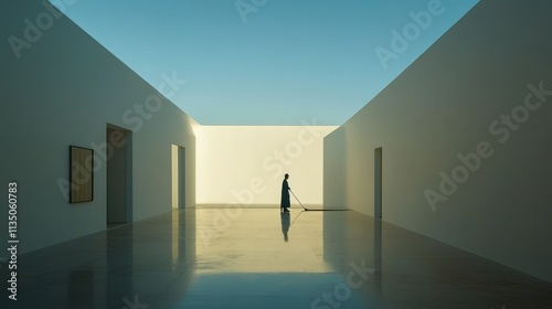 Mopping the Floor in a Minimalist Museum Gallery