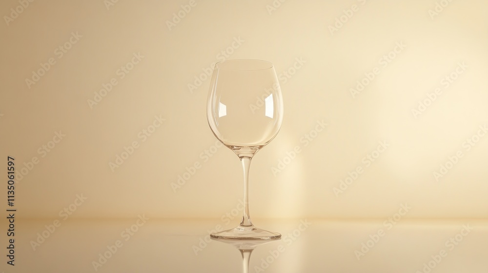 Empty Wine Glass On Beige Background Empty Wine Glass On Beige Background