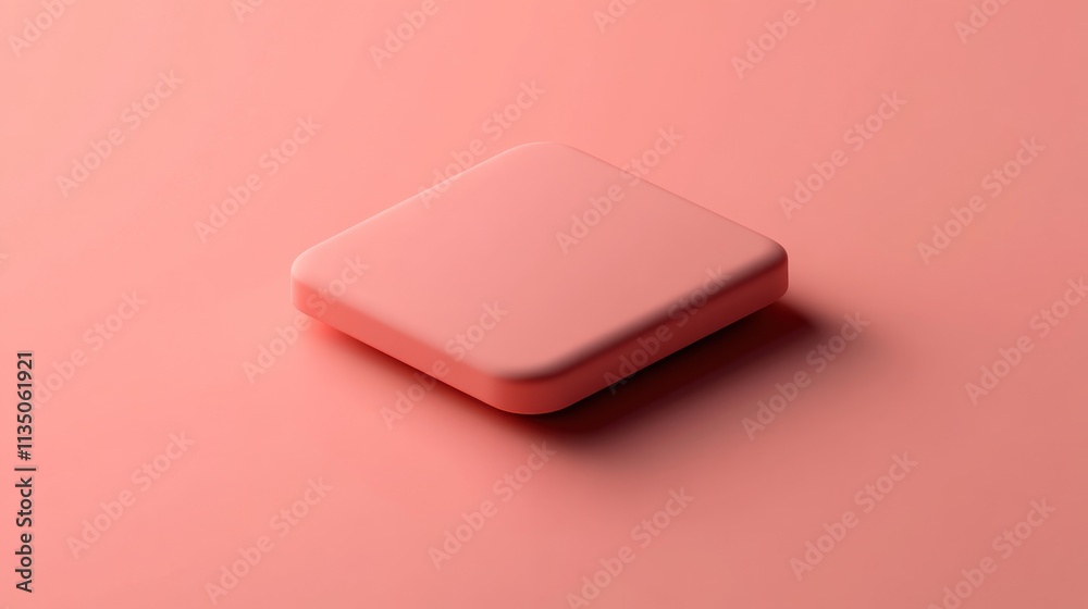 A coral square rests on a coral background
