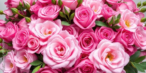 Fresh bunch of pink peonies and roses with plenty of copy space, bouquet, romantic, copy space