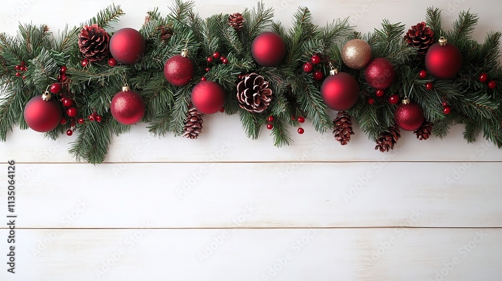 Christmas on Wooden Surface with Copy Space Christmas on Wooden Surface with Copy Space