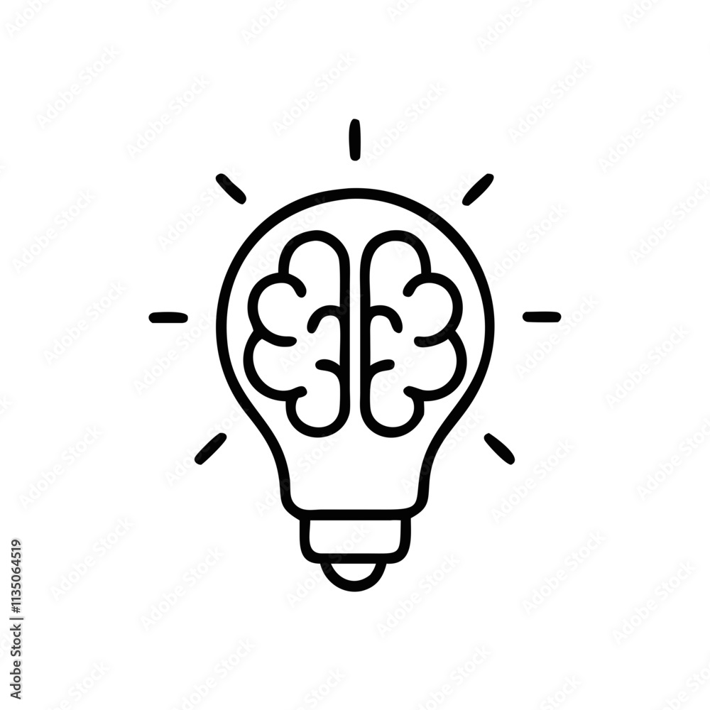 Brain Lightbulb Icon for Innovation and Creativity. Brain Lightbulb Icon for Innovation and Creativity.