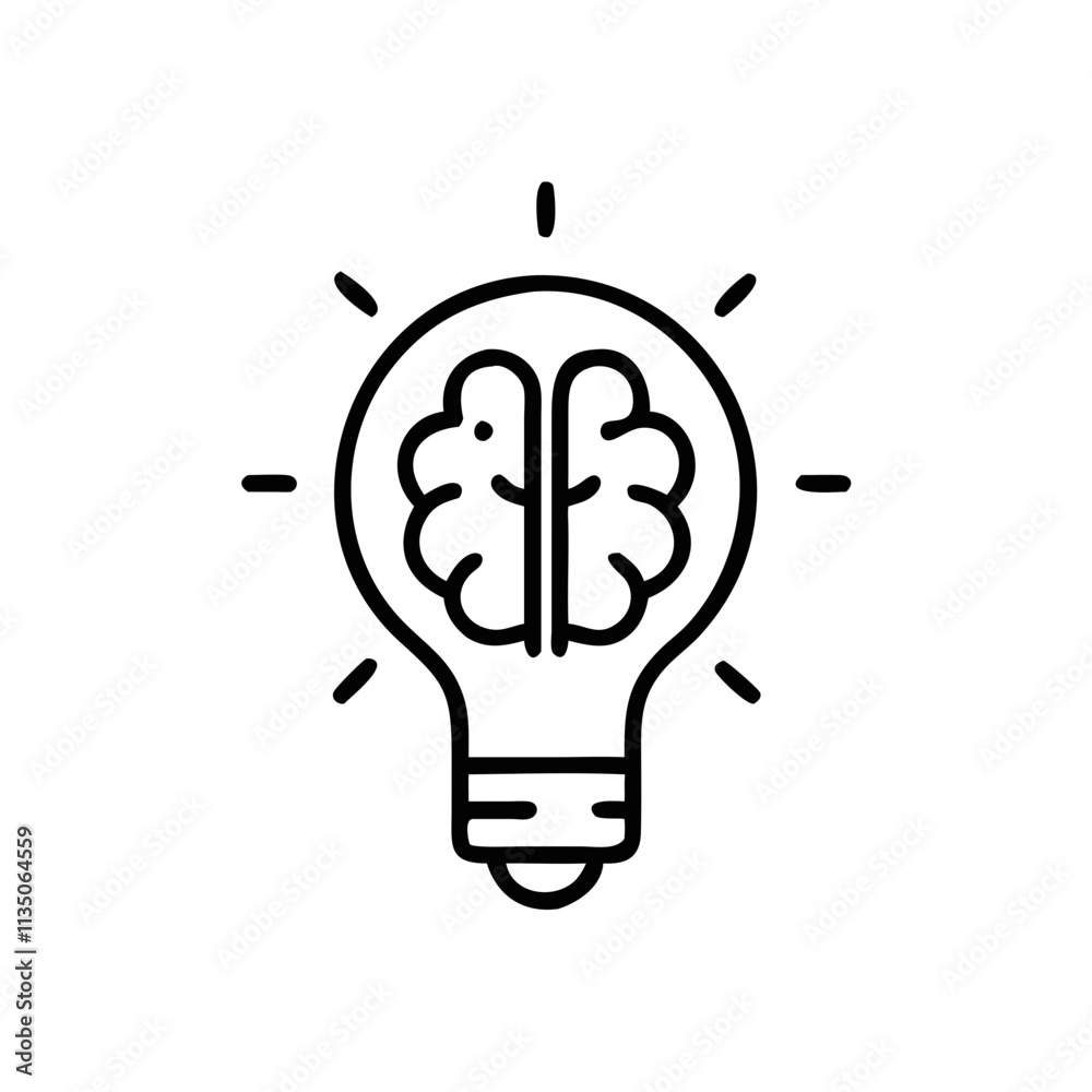 Brain Lightbulb Icon for Innovation and Creativity. Brain Lightbulb Icon for Innovation and Creativity.