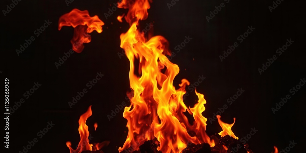 Fiery flames bursting forth against a dark, foreboding backdrop, firestorm, burning, dramatic Fiery flames bursting forth against a dark, foreboding backdrop, firestorm, burning, dramatic