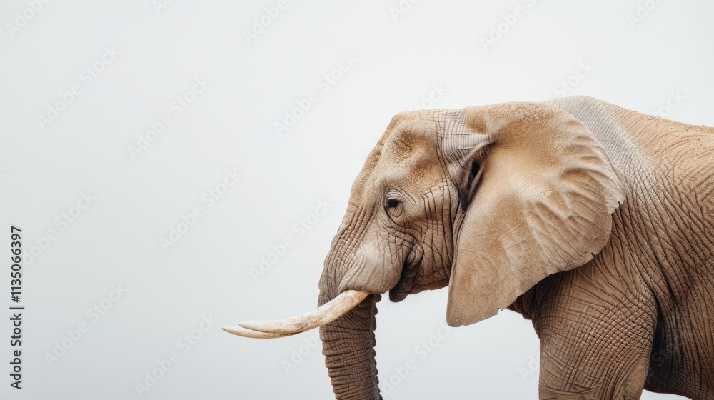 Obraz premium Side Profile of an African Elephant with Prominent Tusk and Soft Texture