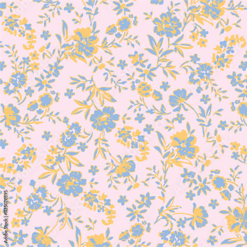 Wallpaper Mural small Seamless floral pattern. Colorful flowers on white background. Elegant template for fashion prints. Vector illustration. Torontodigital.ca