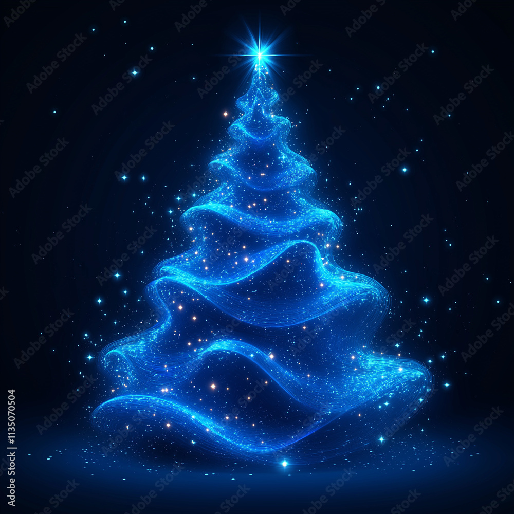 A Christmas tree and light design with technical elements such as circuits.