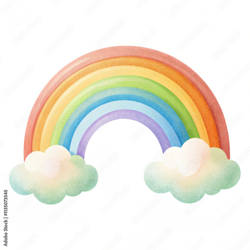 Rainbow and clouds in flat style .illustration Vector with a white background. Rainbow and clouds in flat style .illustration Vector with a white background.