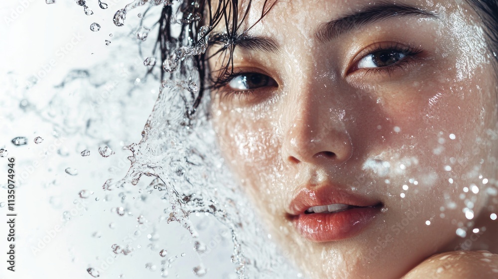Woman Face Water Splash Beauty Skincare