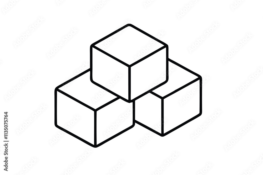 Sugar cubes icon design line art vector illustration Sugar cubes icon design line art vector illustration