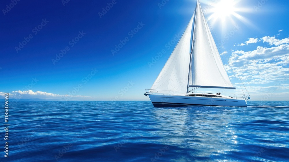 Obraz premium Majestic Sailboat on a Sunny Ocean Day