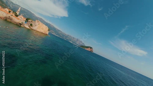 FPV drone flight with Avata 2 in the seaside and city of Budva