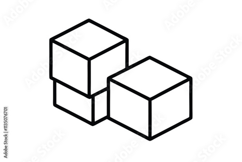 Three Sugar cubes icon design line art vector illustration