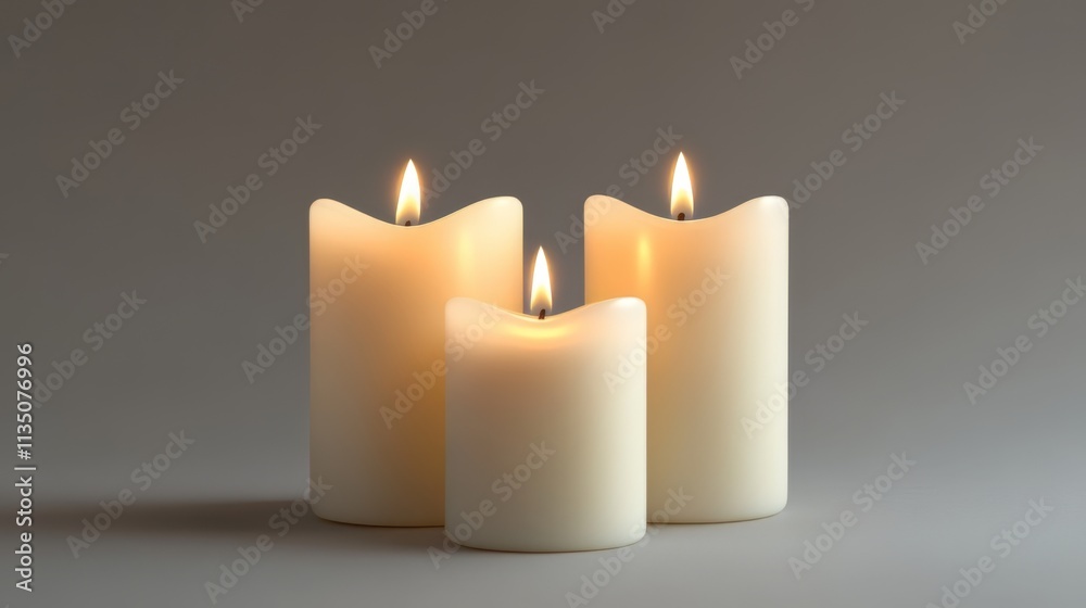 Three Elegant Candles in Soft Light Three Elegant Candles in Soft Light