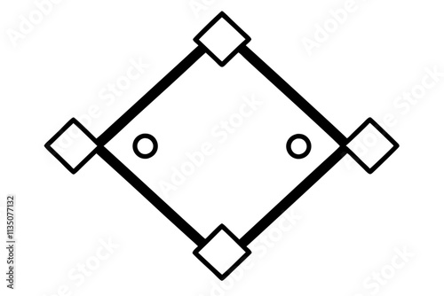 Baseball Diamond Simple layout of four bases with connecting lines vector silhouette on a white background