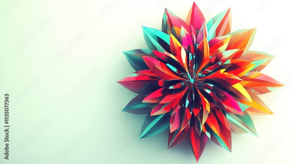 Abstract Colorful Flower Shaped Geometric Design