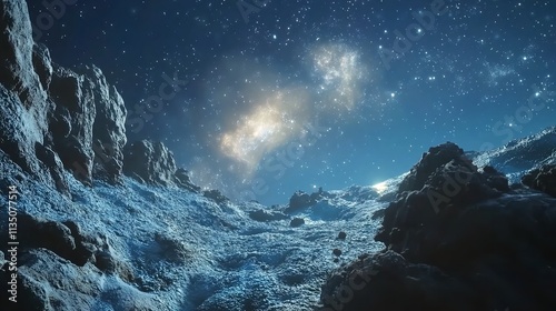 A stunning view of Earth enveloped in chaos beneath a starry sky at sunrise