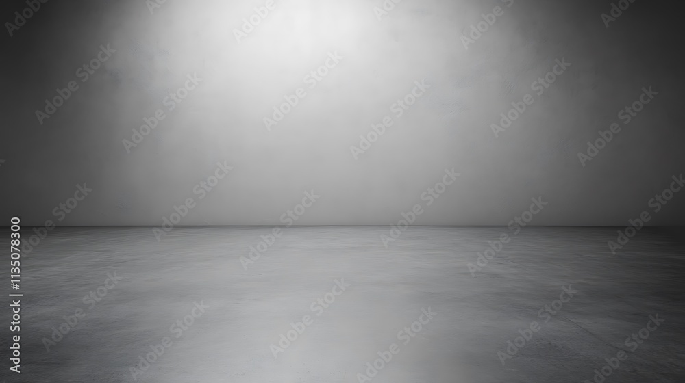 Dark grey studio background with spotlight and empty floor. Dark grey studio background with spotlight and empty floor.