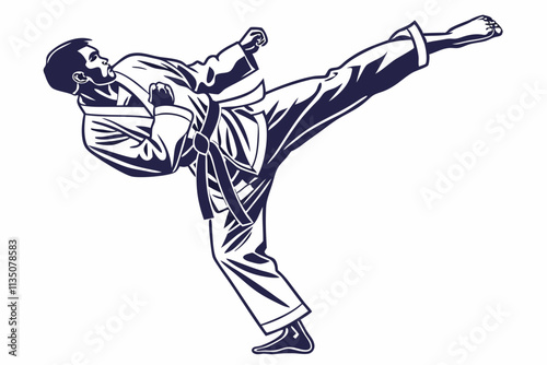 Karate Fighter in Action
A martial artist delivering a high kick or mid-punch, with sharp angles to emphasize discipline and power vector silhouette on a white background