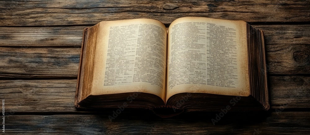 Fototapeta premium Antique Book on Rustic Wooden Surface