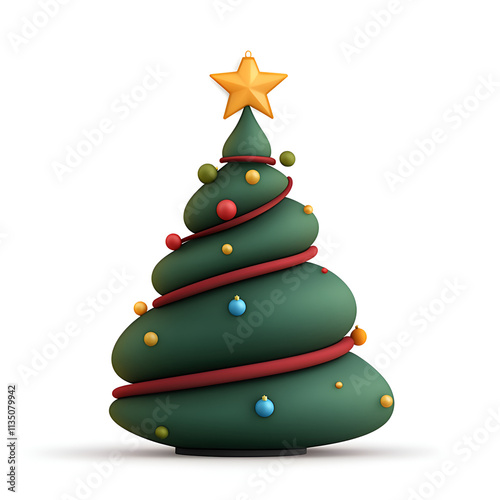 Wallpaper Mural A stylized Christmas tree with colorful ornaments and a golden star on top against a white background. Torontodigital.ca