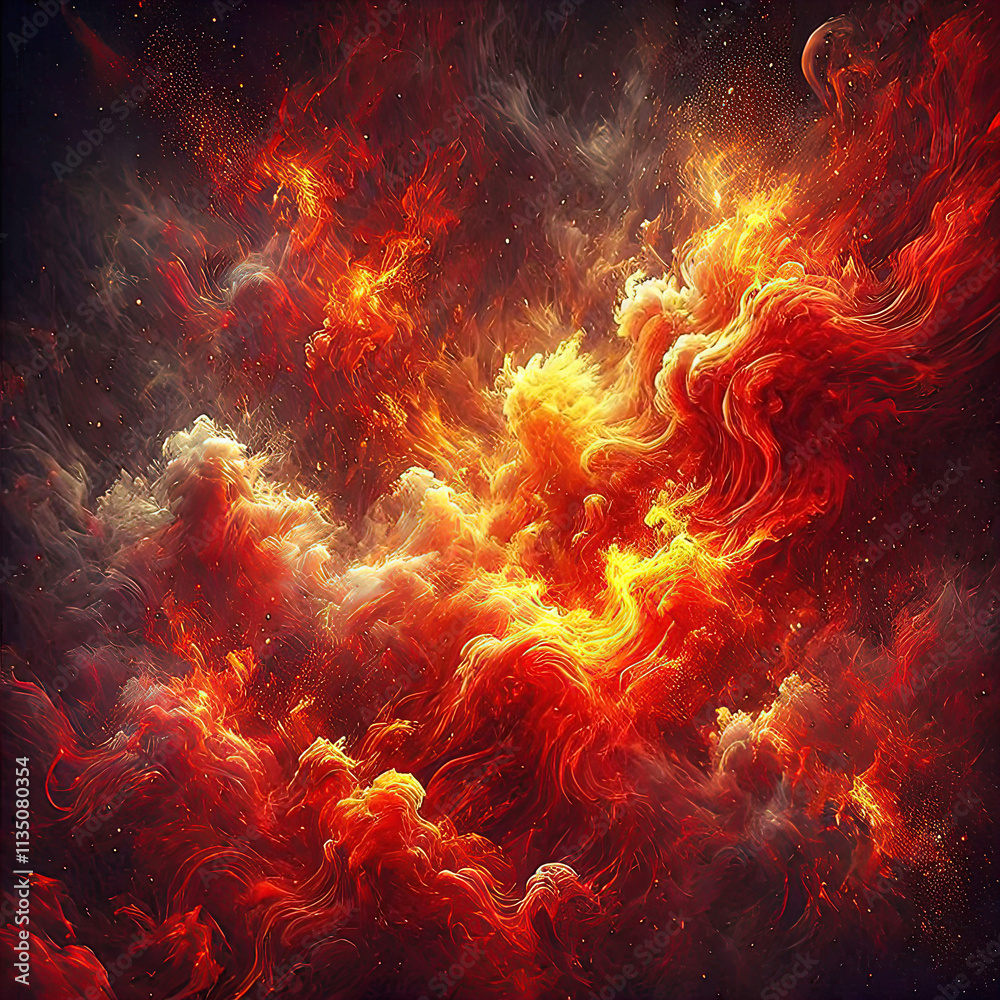 Dramatic fire and smoke effect, Bright and hot hellish abstract or blazing fire Dramatic fire and smoke effect, Bright and hot hellish abstract or blazing fire