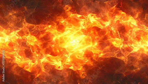 Dramatic fire and smoke effect, Bright and hot hellish abstract or blazing fire