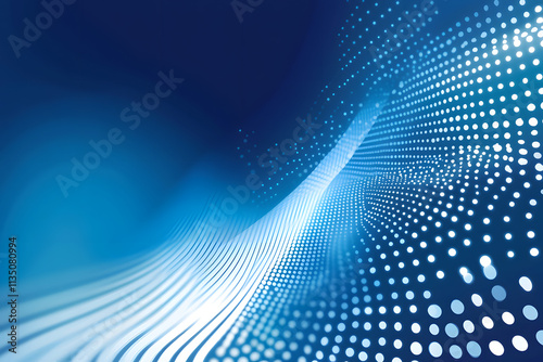 Abstract blue wave with glowing dots, futuristic technology design, dynamic flow pattern, digital innovation background, perfect for AI, data, network, or tech themes photo