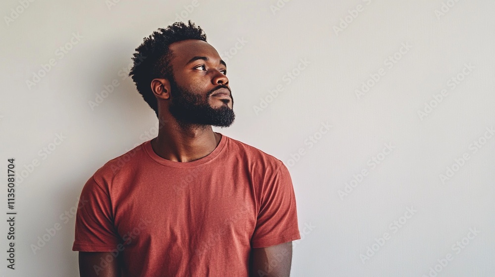 Fototapeta premium Dedicated African American Male Construction Worker in Plain Attire Engaged in Building Activities: A Representation of Hard Work and Commitment to Craftsmanship