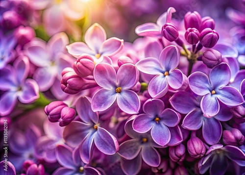 Stunning Lilac Bloom Close-Up: Low Light Photography, Purple Flowers, Spring Blossoms, Macro Image