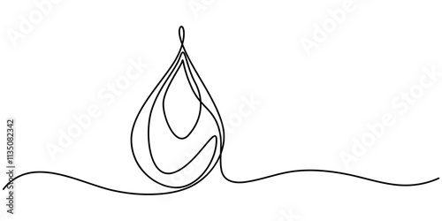 Continuous line drawing of drop. Water drop line icon. One line drawing background. Vector illustration. Water drop Continuous line icon, Water drops are continuously drawn on an isolated white.