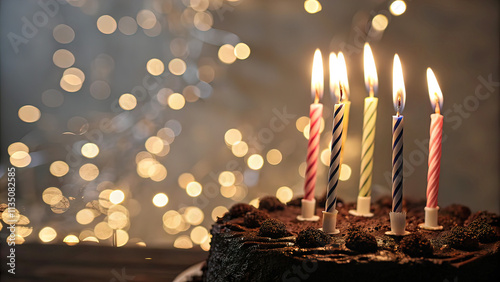 Burning candles on festive background