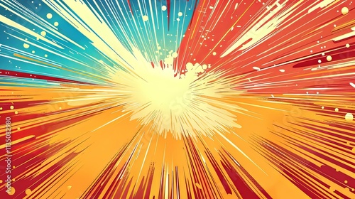 Abstract Colorful Radiating Explosion with Dynamic Lines and Splashes