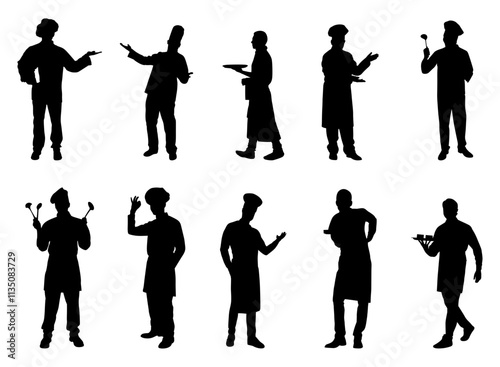 Chef People Silhouette Set Vector Illustration