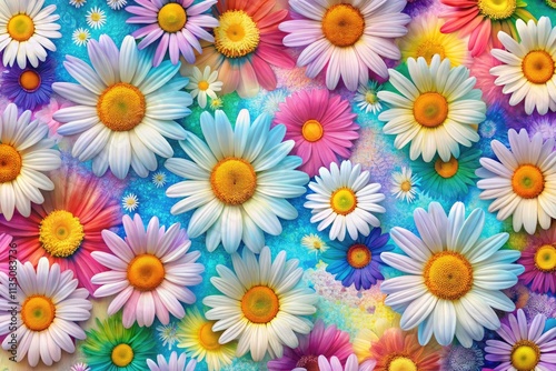 Seamless daisy design: adorable, trendy wallpaper and fabric print.