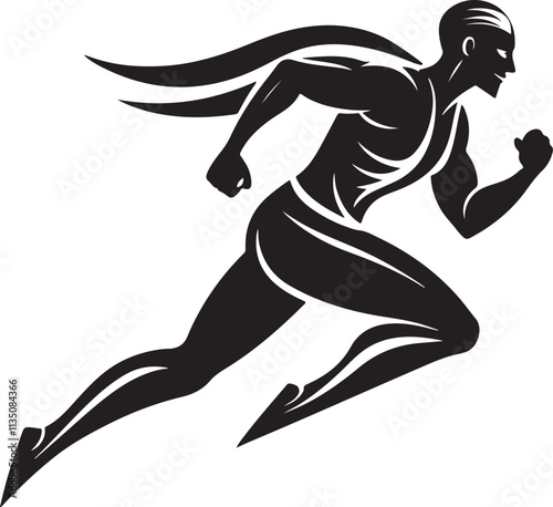 Running Silhouette - Dynamic Figure Representing Fitness and Vitality Vector Design