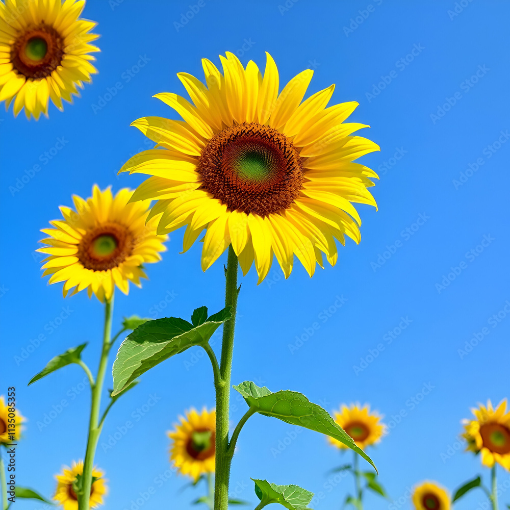 sunflower on blue sky background sunflower on blue sky background
