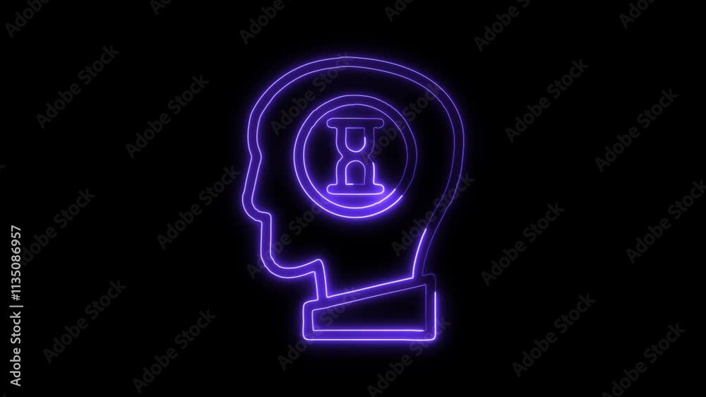 Glowing neon Thinking icon isolated on black background. HD Video motion graphic animation Glowing neon Thinking icon isolated on black background. HD Video motion graphic animation