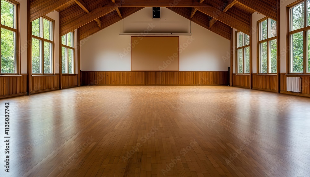 Obraz premium health warning concept. A wide-angle view of a community center hosting an educational event focused on understanding health warnings