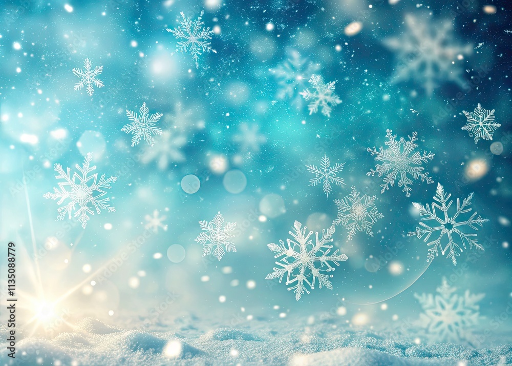 Winter Wonderland Wallpaper: Falling Snowflakes, Teal Blue Sky, Frozen Granules Winter Wonderland Wallpaper: Falling Snowflakes, Teal Blue Sky, Frozen Granules