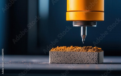 material science concept. A detailed view of a wear-resistant coating undergoing tribological testing for durability