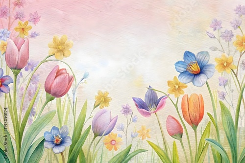 Colorful Blossoms Blooming Spring Nature Floral Arrangement Artwork