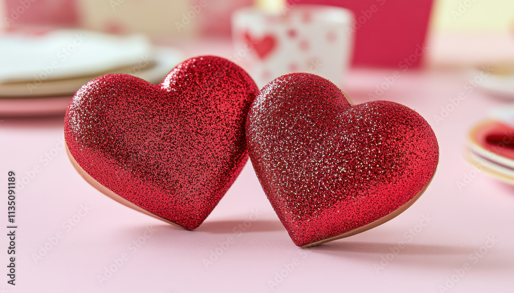 Romantic Red Glitter Hearts Valentine s Day Decor Love Couple Romantic Red Glitter Hearts Valentine s Day Decor Love Couple