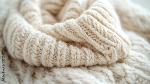 Creamy Knit Texture: A Close-Up of a Cozy Cable Knit Sweater